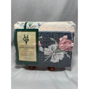 Gloria Vanderbilt Sheet Set‎ NOS Vintage 90s Floral Nightingale Cottagecore Twin